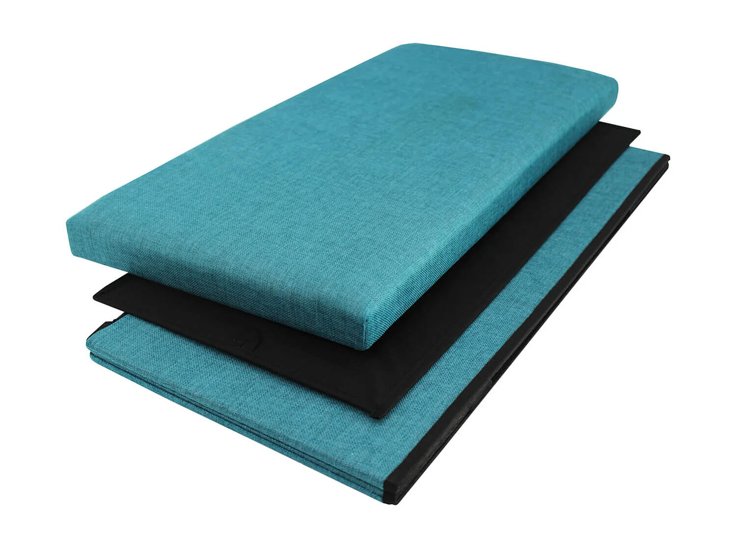 Rebecca Mobili Tecido Turquesa Azul Claro Puff Rectangular 38x76x38