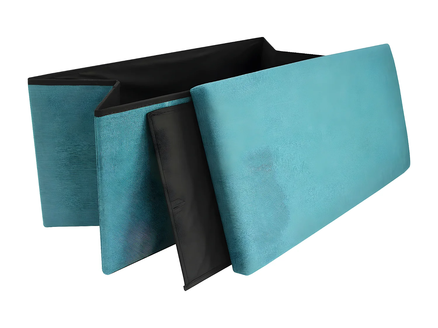 Rebecca Mobili Tecido Turquesa Azul Claro Puff Rectangular 38x76x38