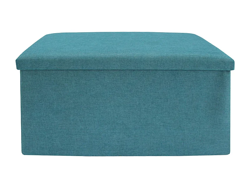 Mobili Rebecca Pouf Banc de Rangement Reponse-Pieds Bleu Clair Coton 38x76x38