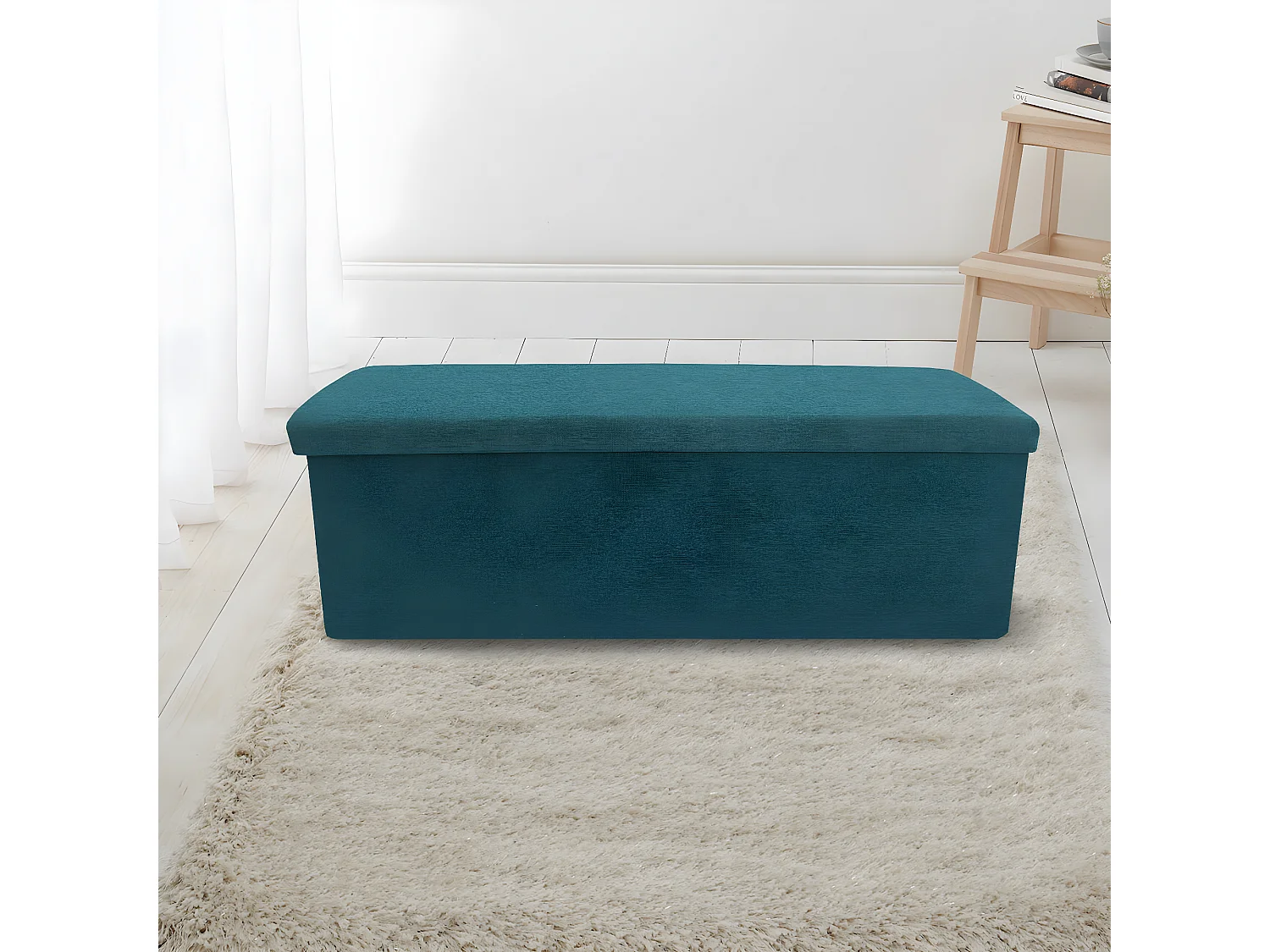 Rebecca Mobili Assento Otomano Dobrável Azul Claro 38x110x38