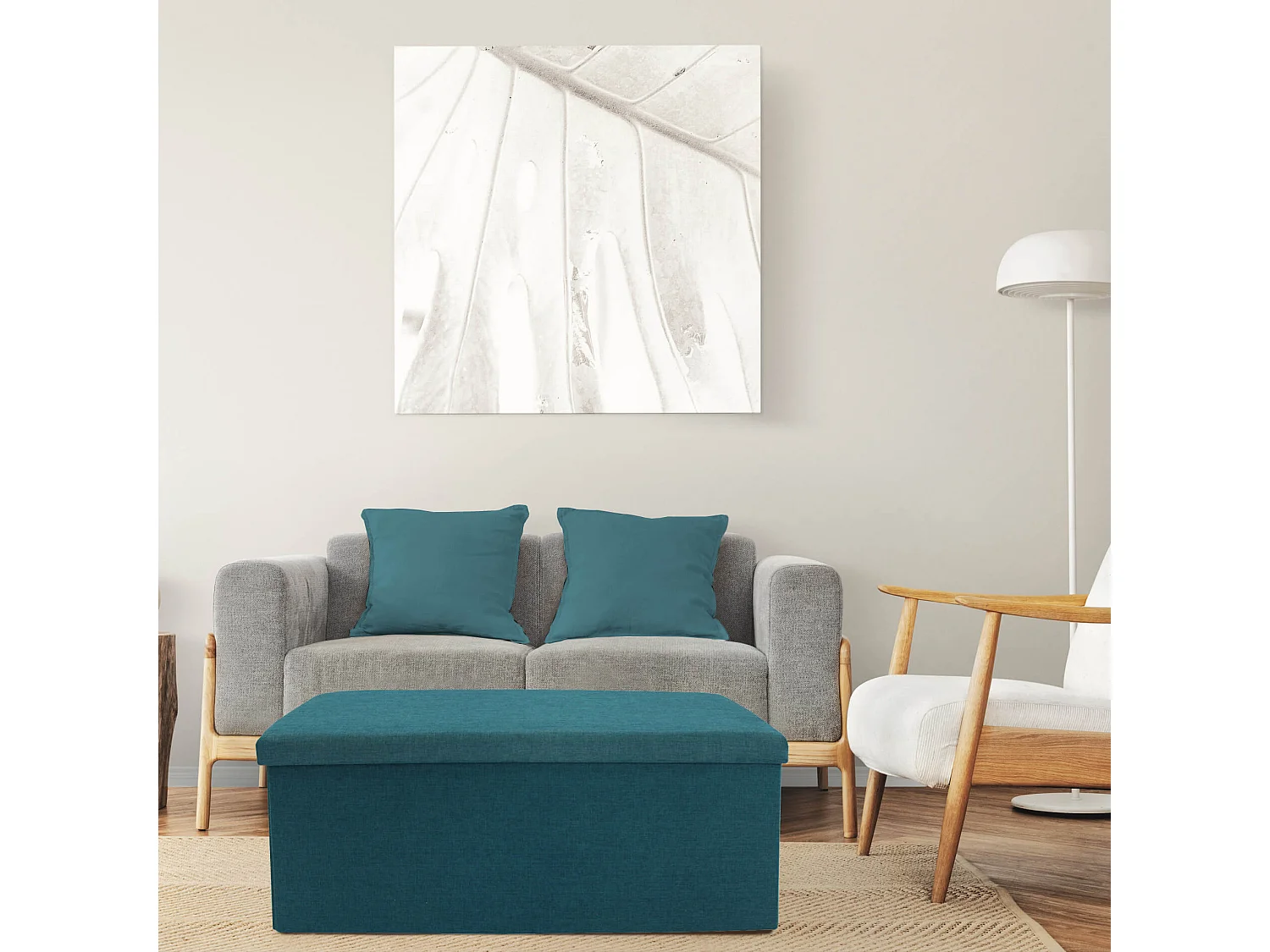 Rebecca Mobili Assento Otomano Dobrável Azul Claro 38x110x38