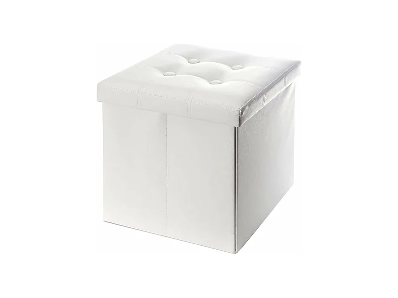 Mobili Rebecca Puff Sgabello Baule Contenitore Bianco Design Moderno 30x30x30