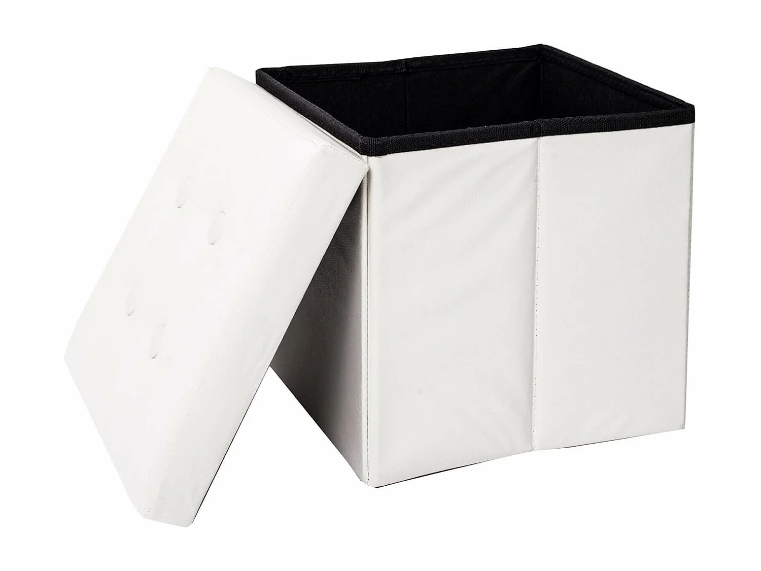 Mobili Rebecca Puff Sgabello Baule Contenitore Bianco Design Moderno 30x30x30