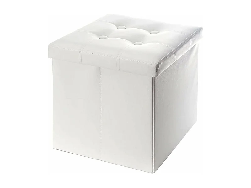 Mobili Rebecca Puff Sgabello Baule Contenitore Bianco Design Moderno 30x30x30