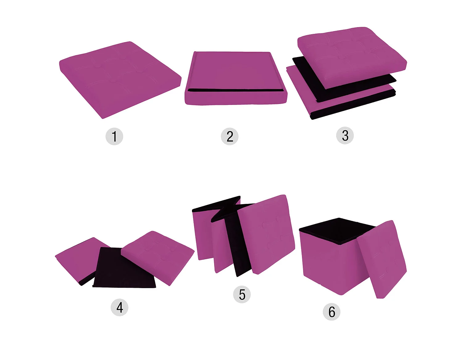 Mobili Rebecca Puff contenitore Sgabello Cubo Baule Viola Stile Moderno 31x30x30