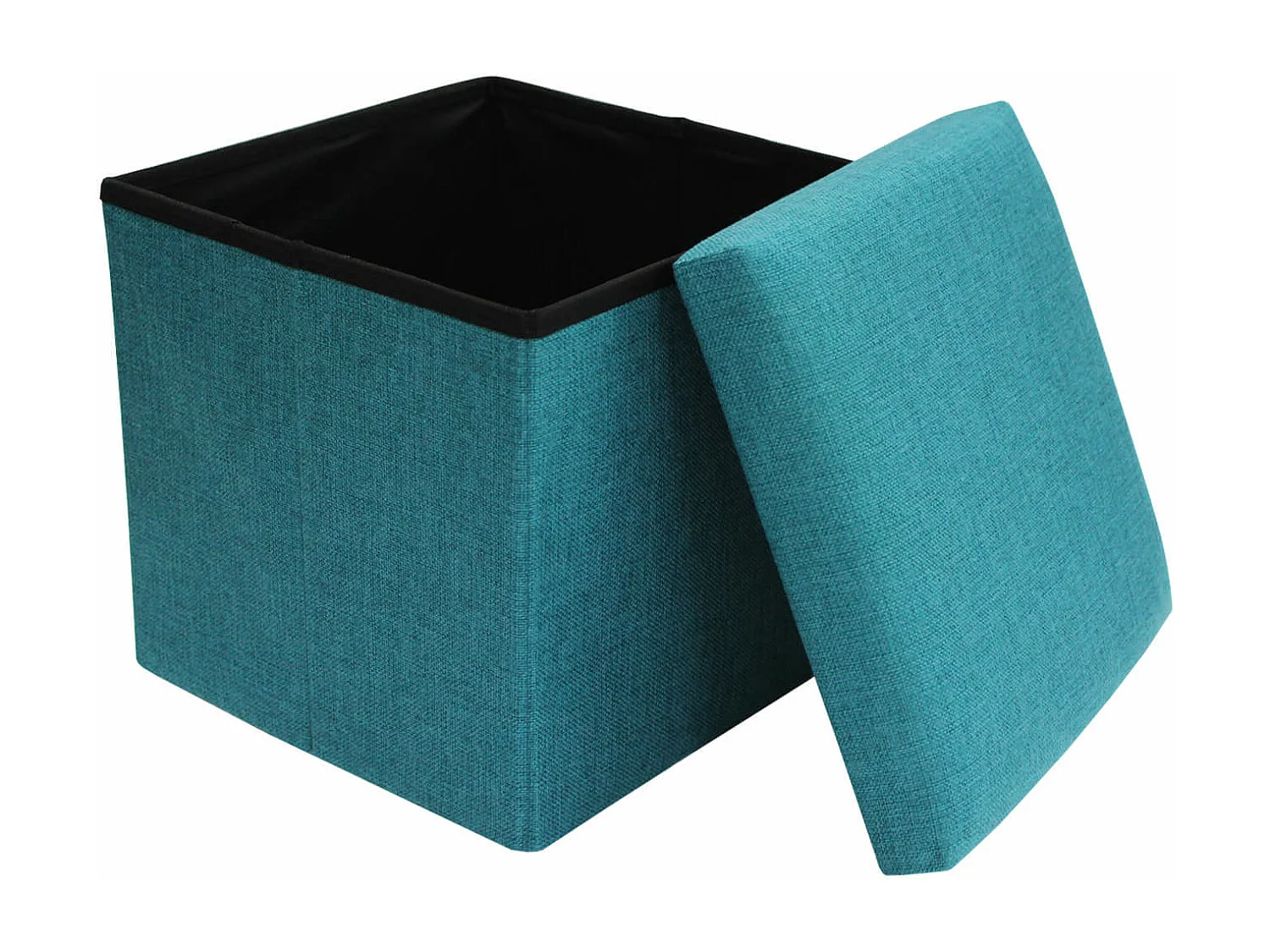 Mobili Rebecca Puff Cubo Pouf Dado Cotone Azzurro Turchese Richiudibile 30x30x30
