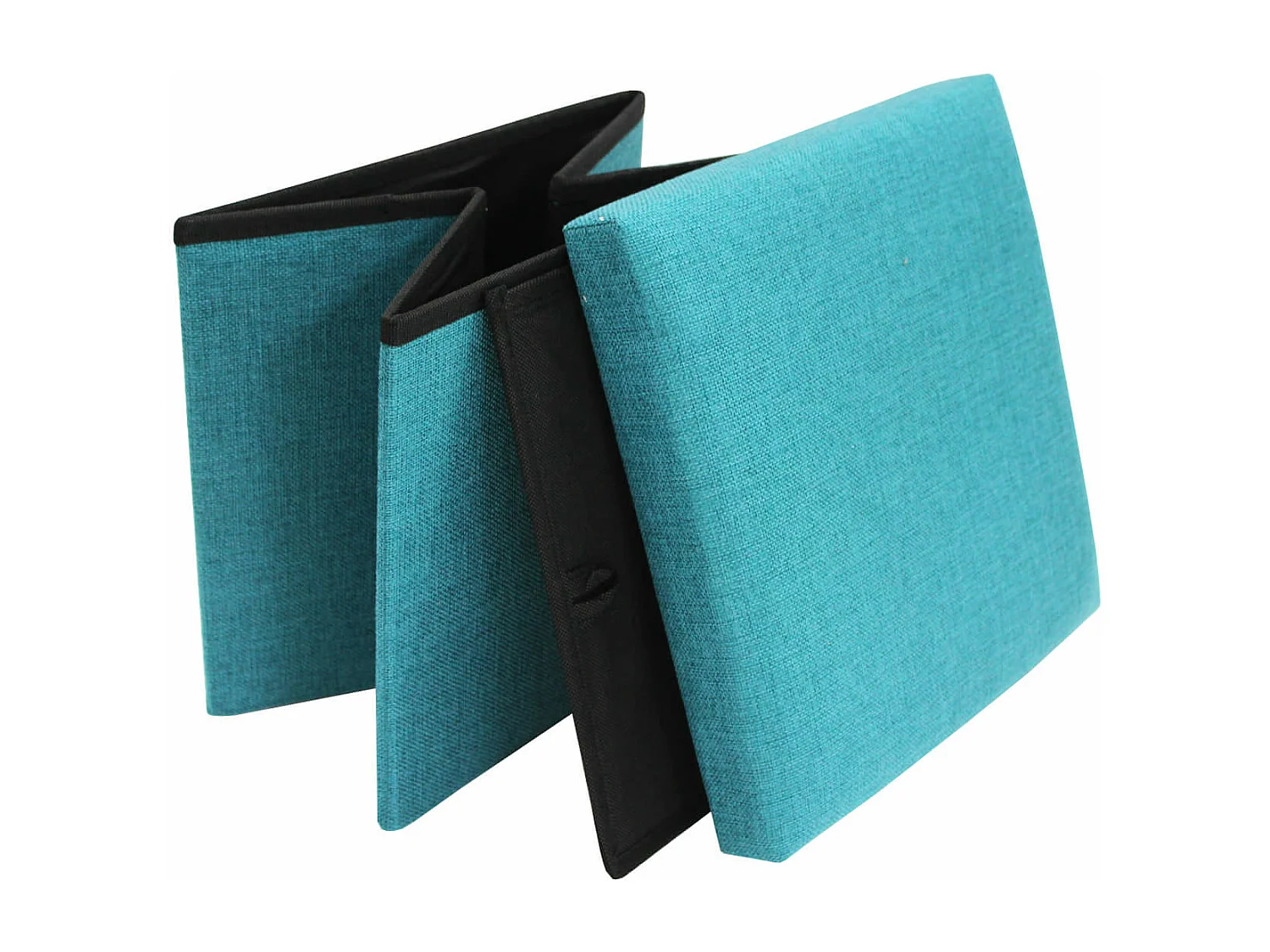 Mobili Rebecca Puff Cubo Pouf Dado Cotone Azzurro Turchese Richiudibile 30x30x30