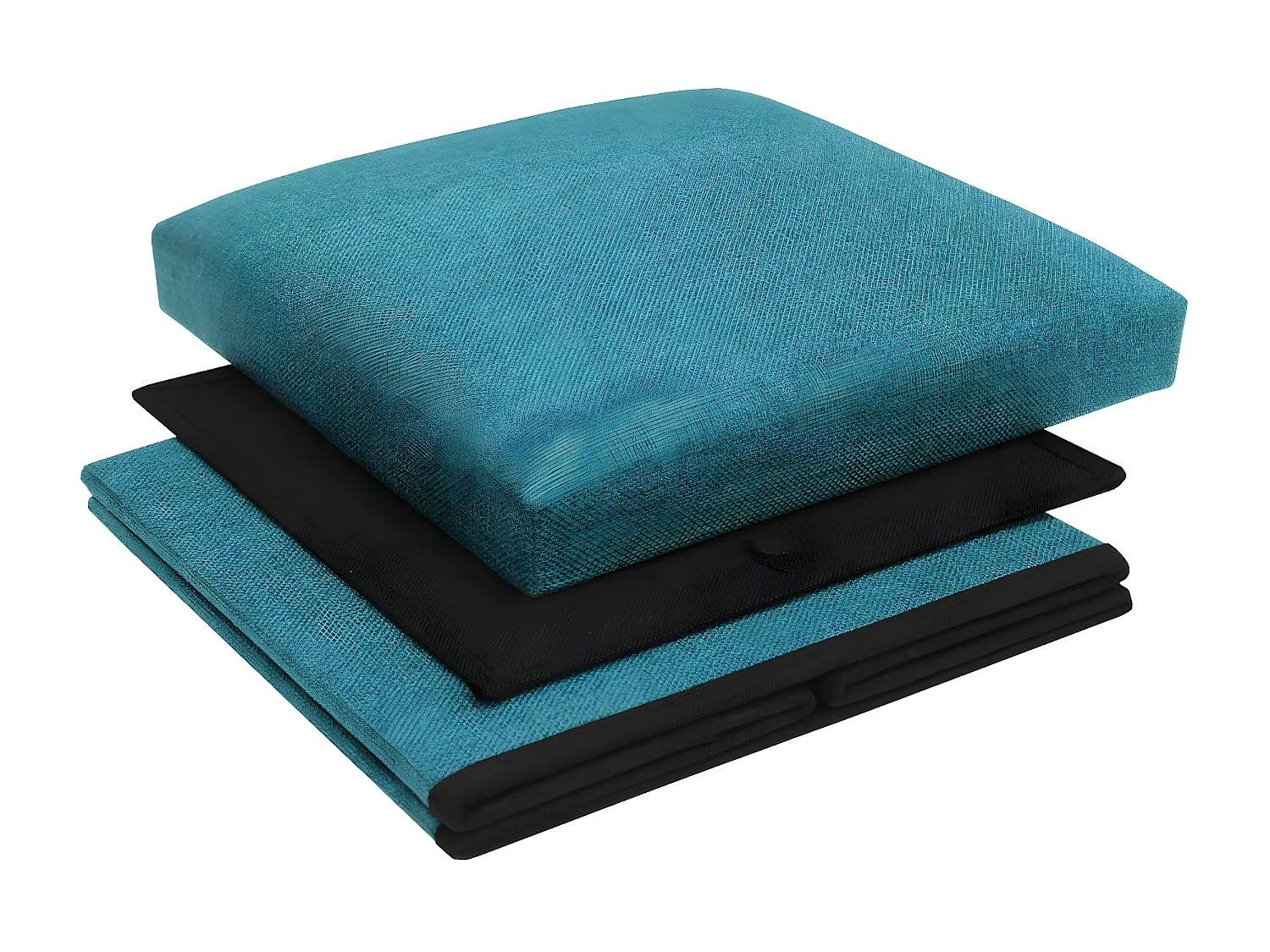 Mobili Rebecca Puff Cubo Pouf Dado Cotone Azzurro Turchese Richiudibile 30x30x30