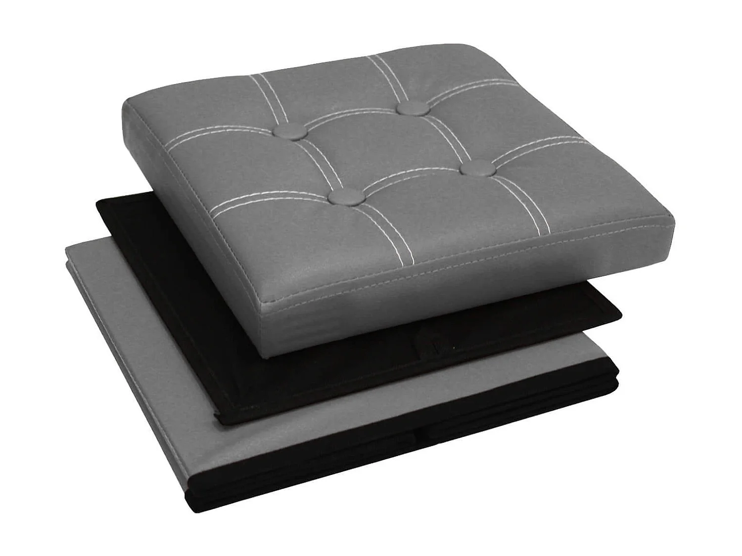 Mobili Rebecca Pouf Boite de rangement Carre Synthetique Gris Design 30x30x30