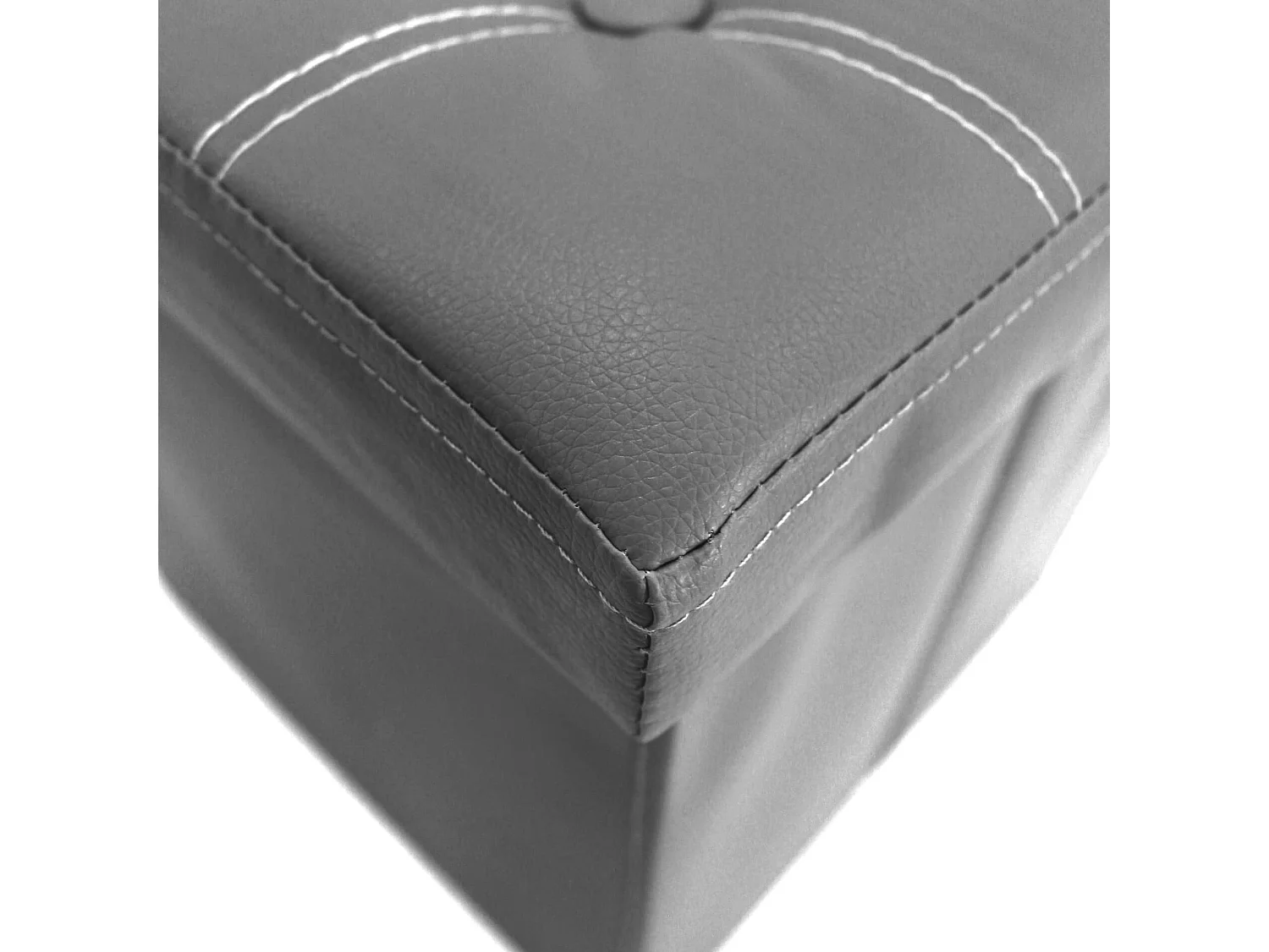 Mobili Rebecca Pouf Boite de rangement Carre Synthetique Gris Design 30x30x30