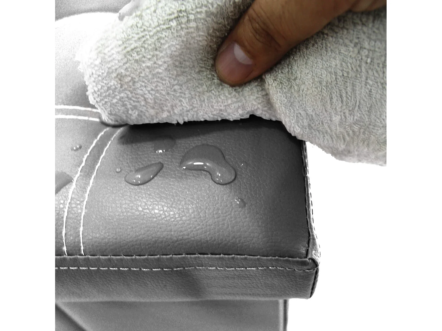 Mobili Rebecca Pouf Boite de rangement Carre Synthetique Gris Design 30x30x30