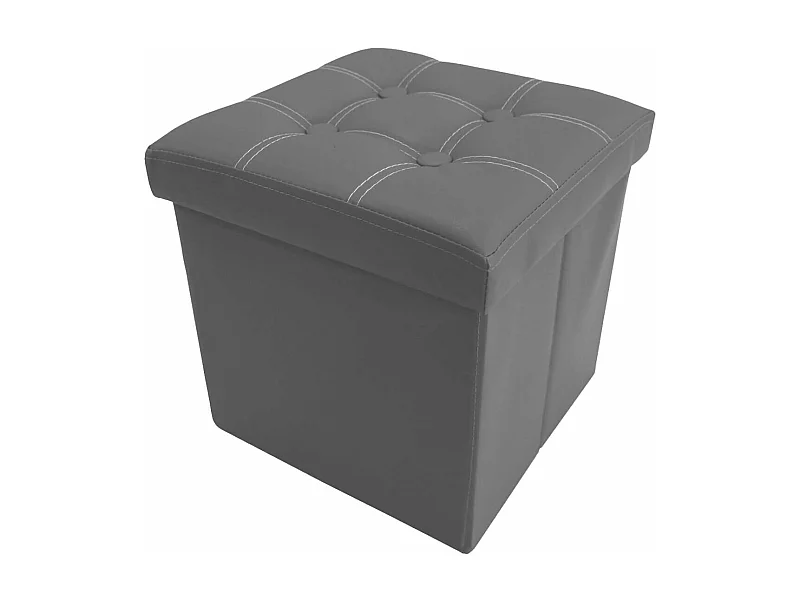 Mobili Rebecca Pouf Boite de rangement Carre Synthetique Gris Design 30x30x30