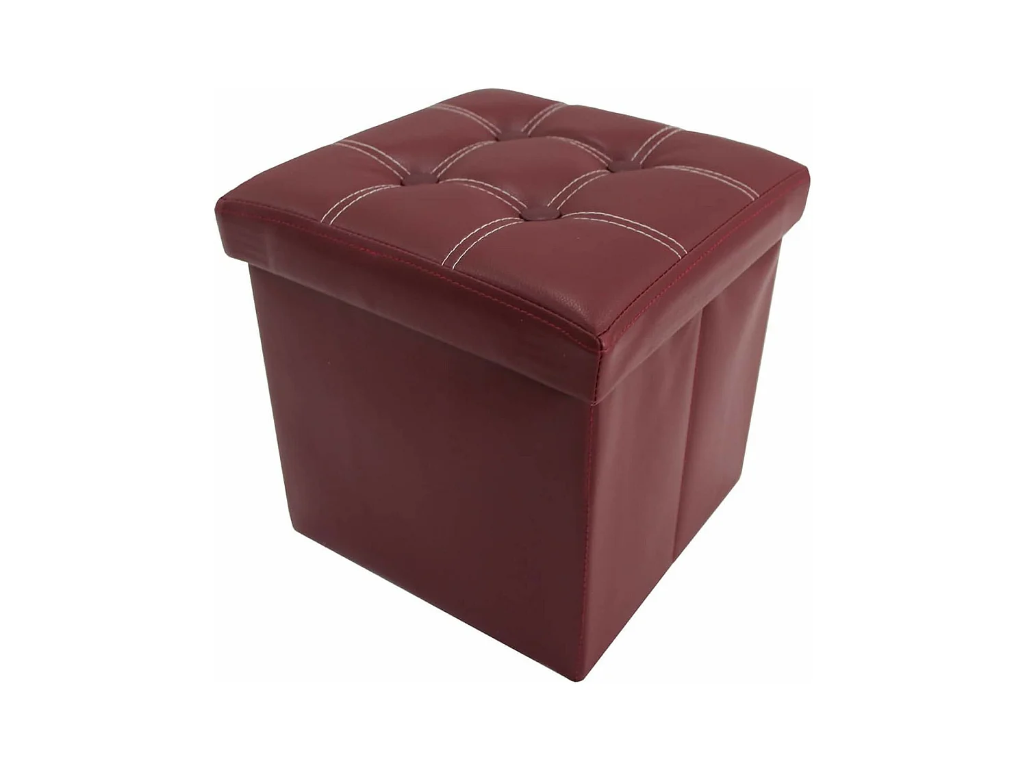 Mobili Rebecca Pouf Tabouret Similicuir Rouge Bordeaux Repose-Pieds 30x30x30
