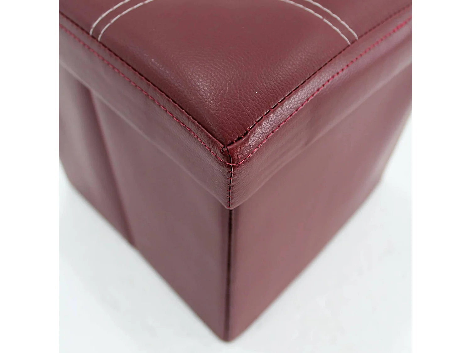 Mobili Rebecca Pouf Tabouret Similicuir Rouge Bordeaux Repose-Pieds 30x30x30