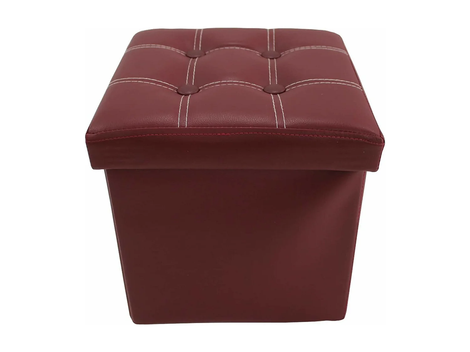 Mobili Rebecca Pouf Tabouret Similicuir Rouge Bordeaux Repose-Pieds 30x30x30