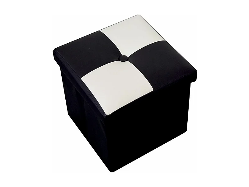 Puff Sgabello Baule Bianco Nero Cubo Design Moderno 30x30x30