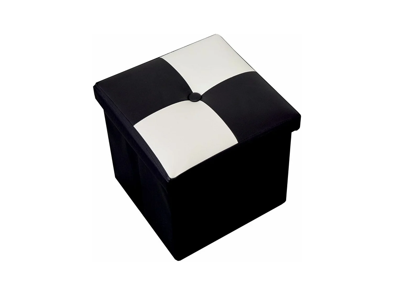 Puff Sgabello Baule Bianco Nero Cubo Design Moderno 30x30x30