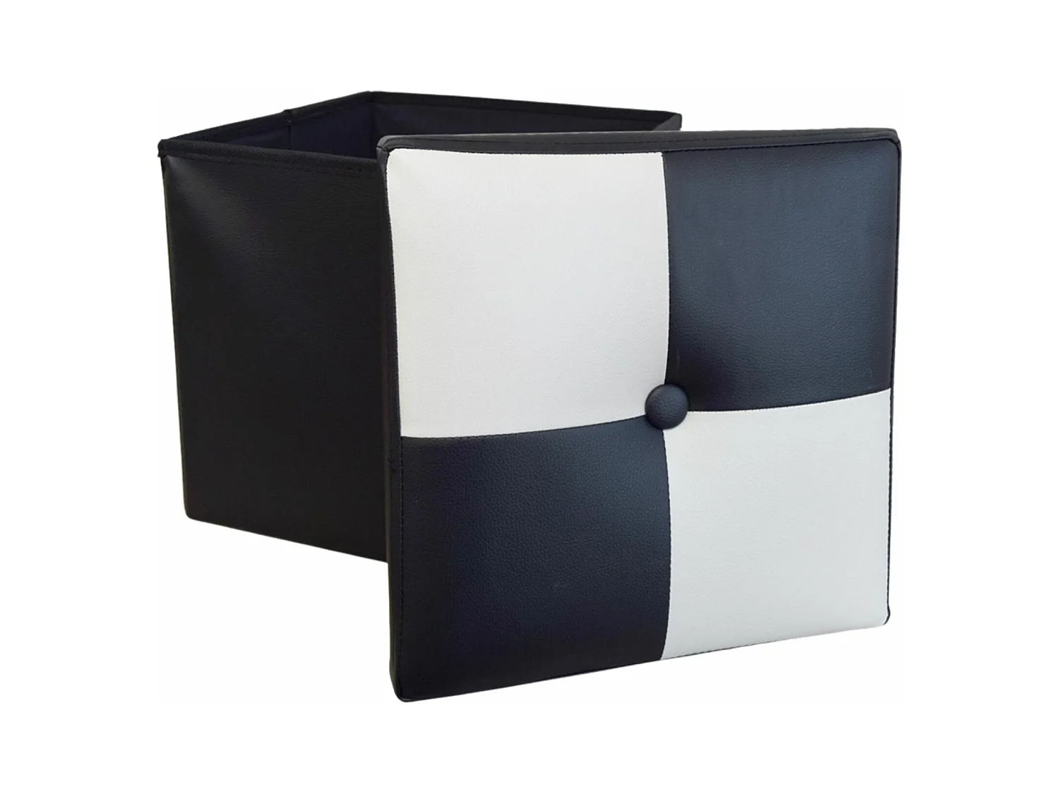 Puff Sgabello Baule Bianco Nero Cubo Design Moderno 30x30x30