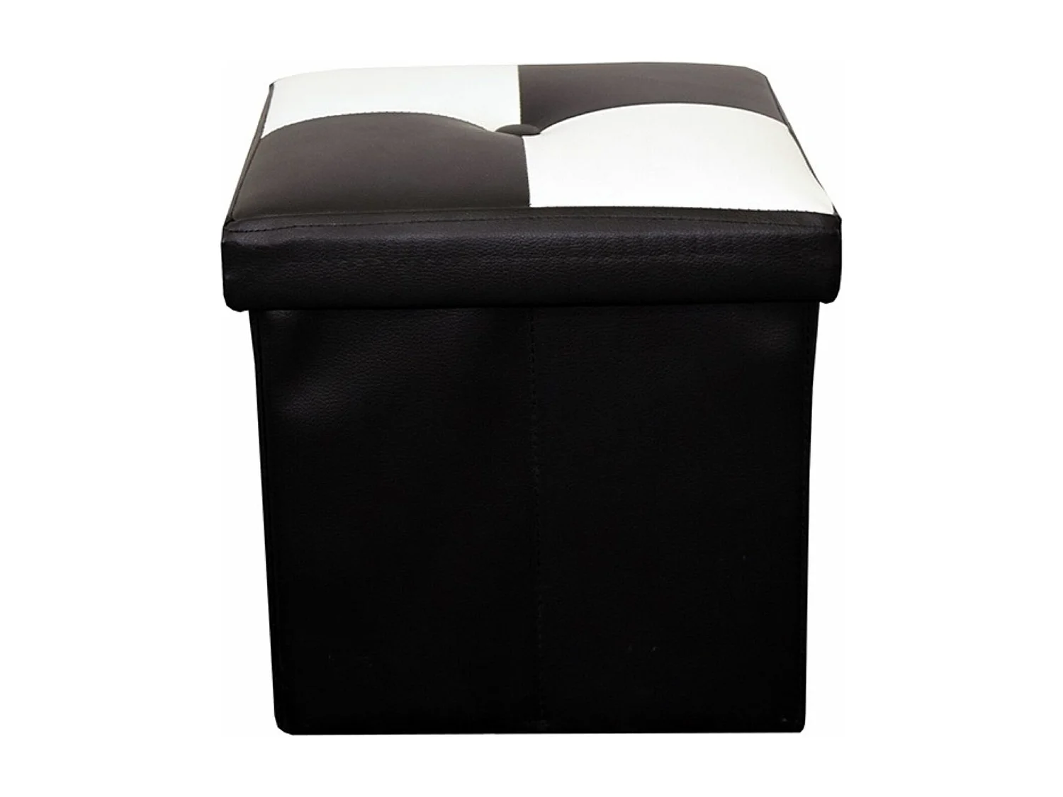 Pouf Coffre de Rangement Carre Synthétique Blanc Noir Contemporain 30x30x30