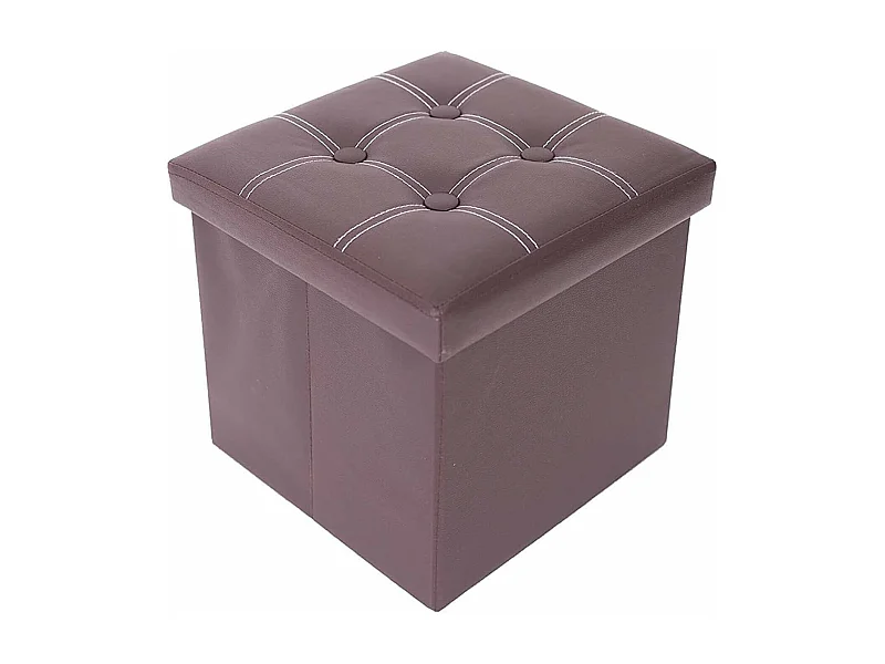 Mobili Rebecca Pouf Contenitore Marrone Pouff Quadrato Ecopelle 30x30x30