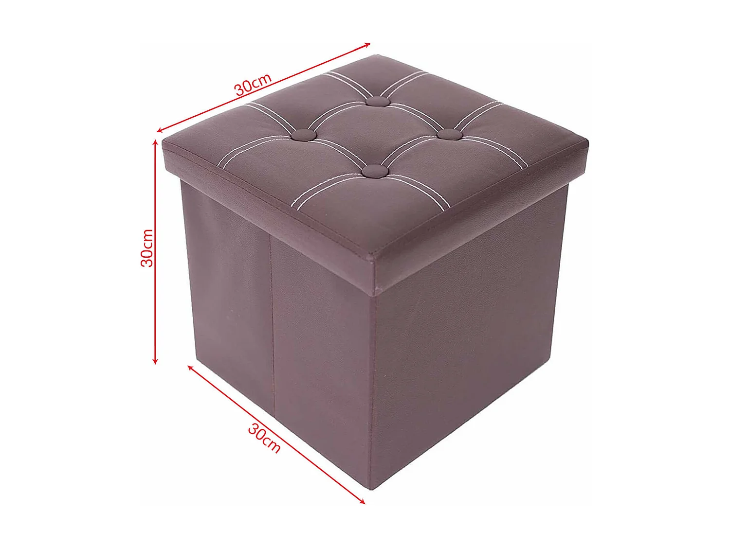 Mobili Rebecca Pouf Contenitore Marrone Pouff Quadrato Ecopelle 30x30x30