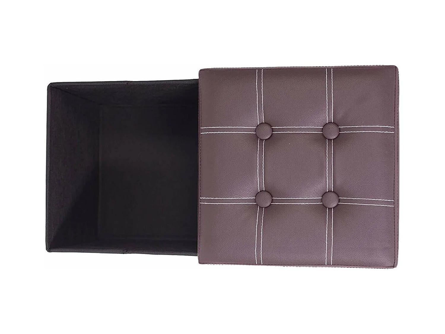 Mobili Rebecca Pouf Contenitore Marrone Pouff Quadrato Ecopelle 30x30x30