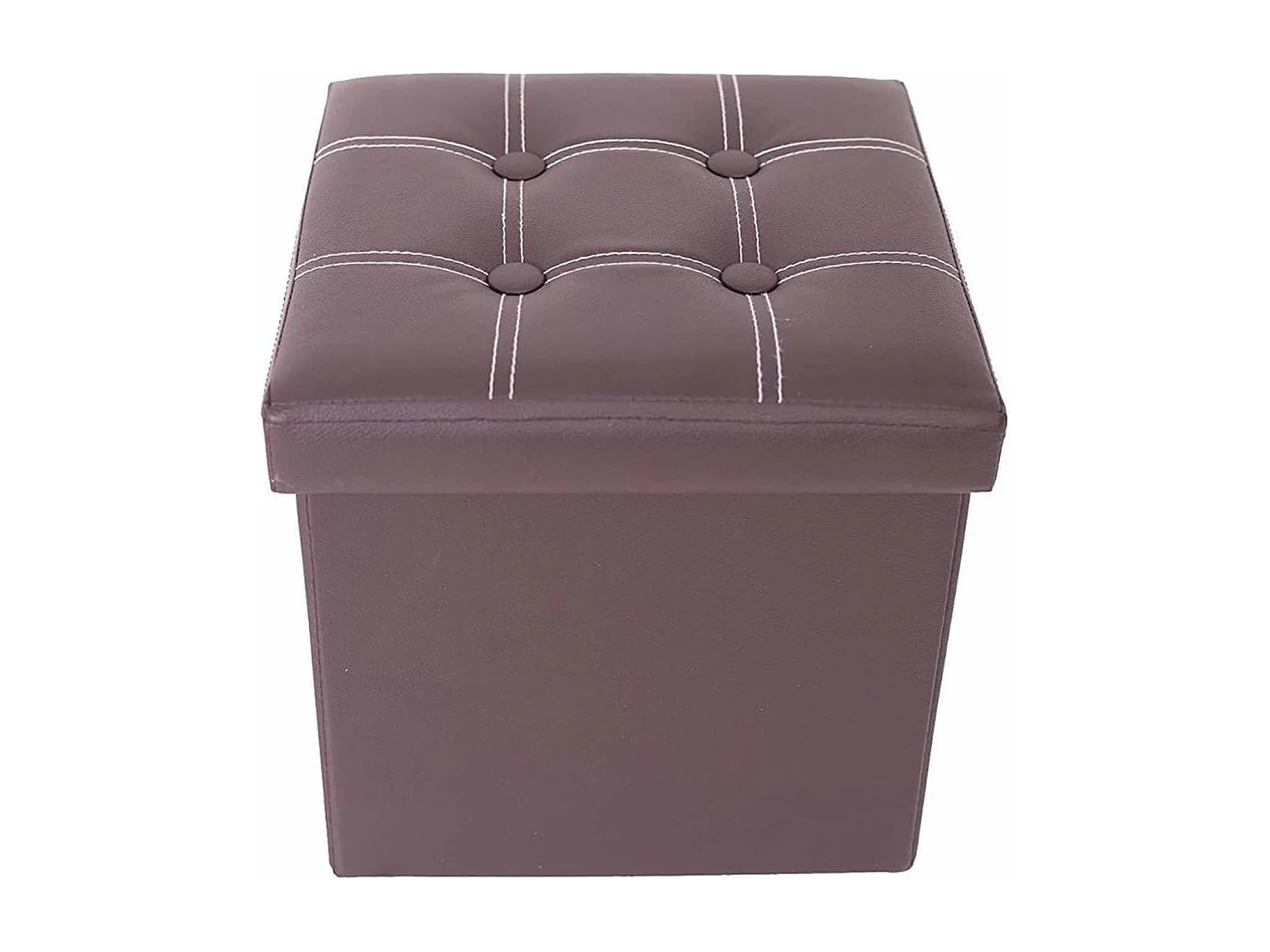 Mobili Rebecca Pouf Contenitore Marrone Pouff Quadrato Ecopelle 30x30x30