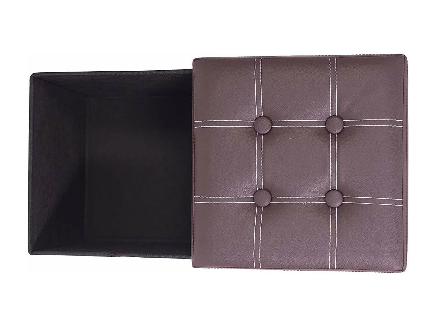 Mobili Rebecca Pouf Tabouret Boîte de Rangement Marron Contemporain 30x30x30