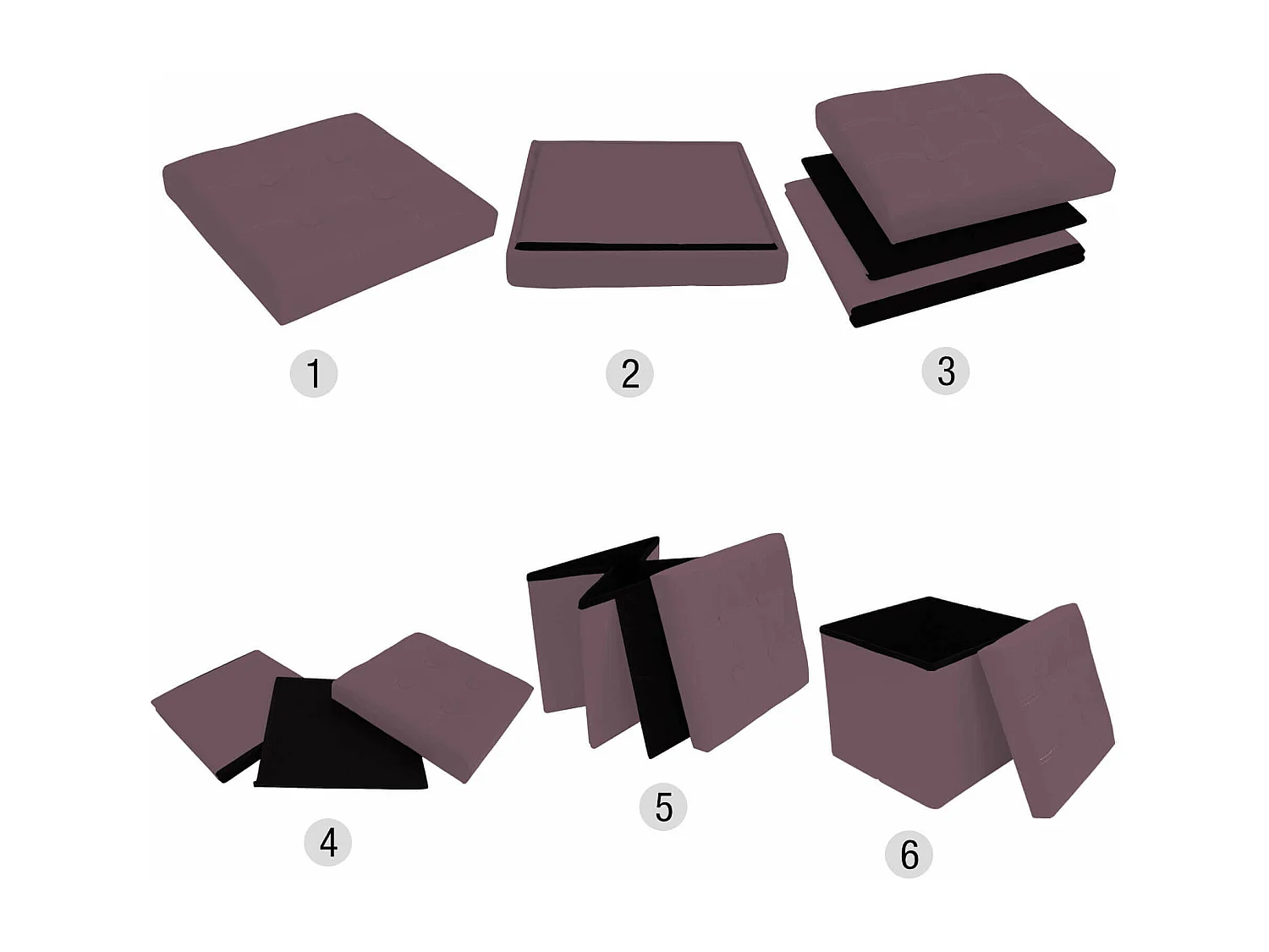 Mobili Rebecca Pouf Tabouret Boîte de Rangement Marron Contemporain 30x30x30