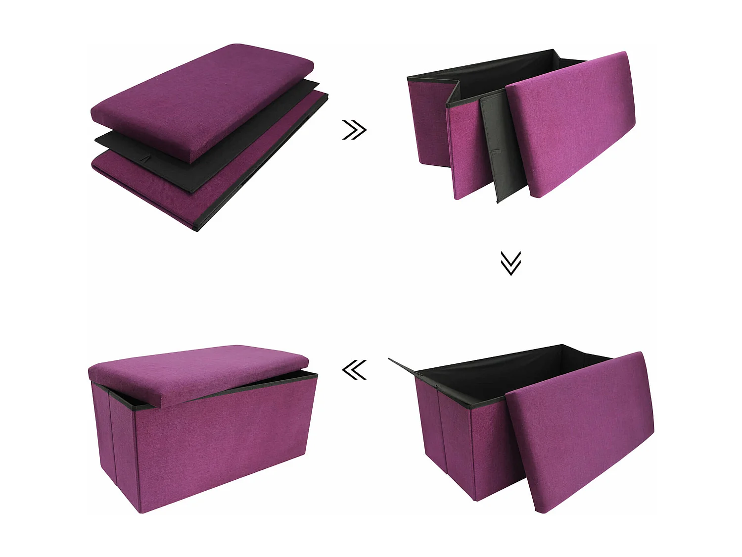 Rebecca Mobili Banco de Bancada Puff almofadado em algodão roxo economia de espaço 38x76x38