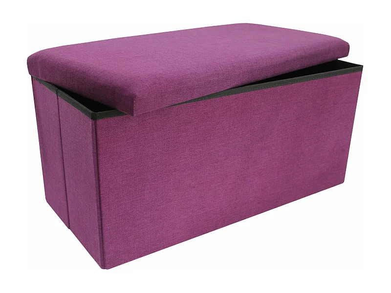 Mobili Rebecca Pouf Repose-Pieds Rangement Violet Coton 38x76x38