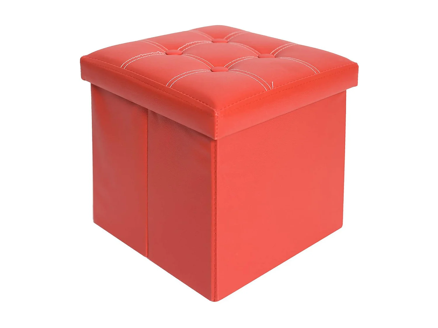 Mobili Rebecca Pouf Cubo Contenitore Rosso Puff Sgabello Ecopelle 30x30x30