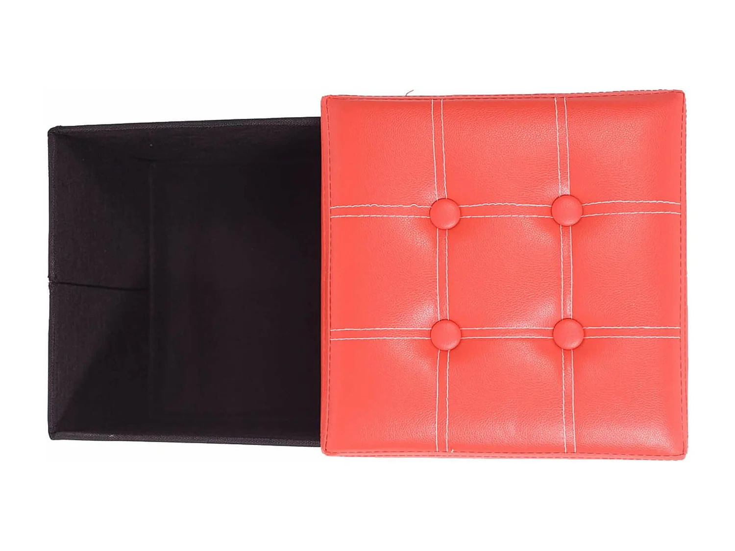 Mobili Rebecca Pouf Cubo Contenitore Rosso Puff Sgabello Ecopelle 30x30x30