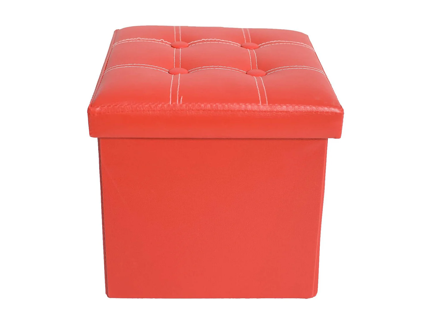 Mobili Rebecca Pouf Cubo Contenitore Rosso Puff Sgabello Ecopelle 30x30x30