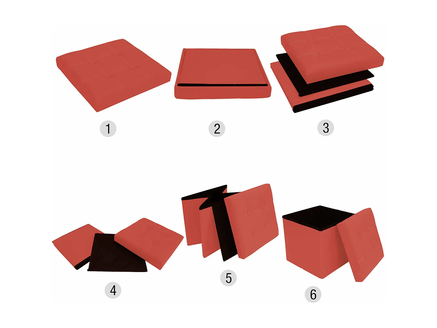 Rebecca Mobili Pouf Cube Pouf Cube Recipiente de Couro de Puff Vermelho Banqueta de Couro 30x30x30