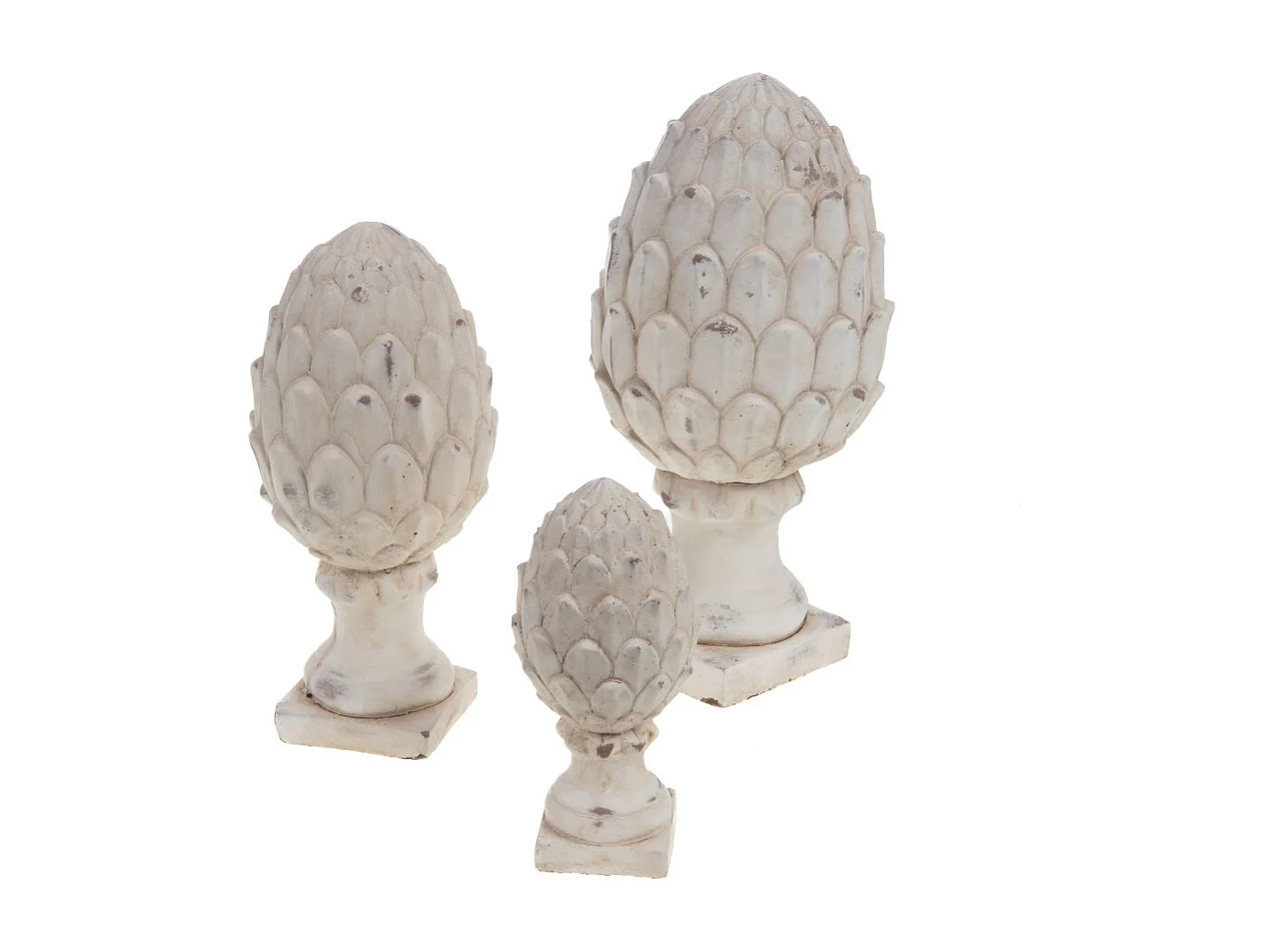 Pomme de pin blanche patine 29 cm
