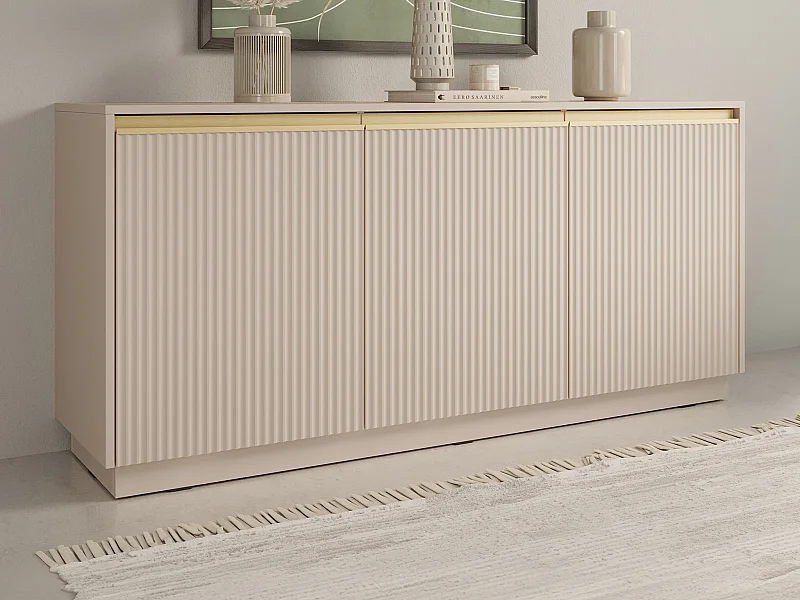 Sideboard mit 3 Türen - MDF - Beige & Goldfarben - POSINIA von Pascal Morabito