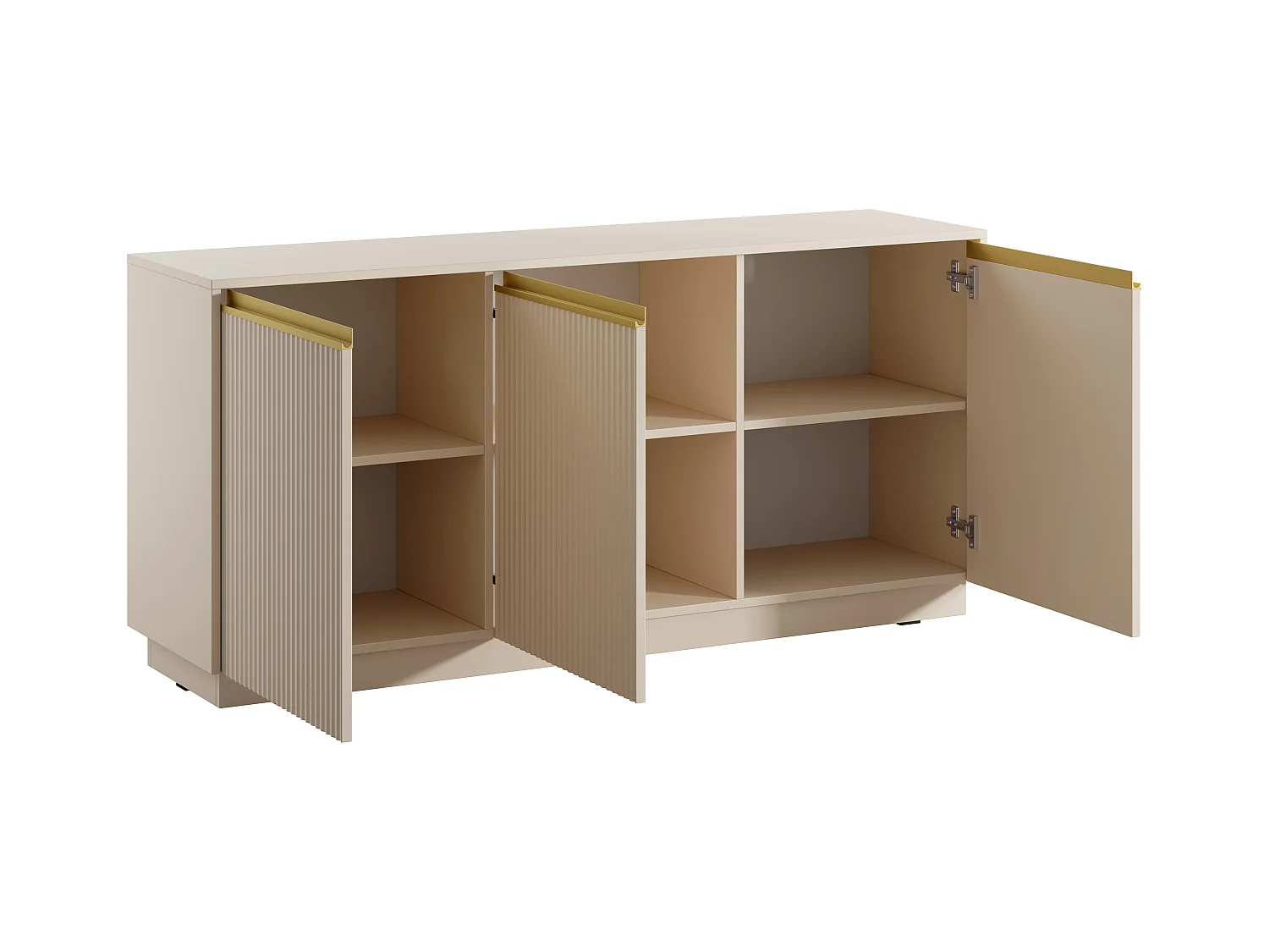 Aparador con 3 puertas de MDF - Beige y dorado - POSINIA