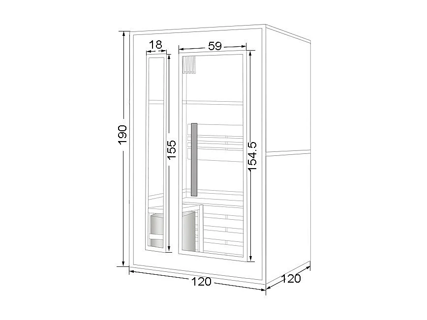 Sauna finlandais - 2 places - L120 x P120 x H190 cm - ULVILA