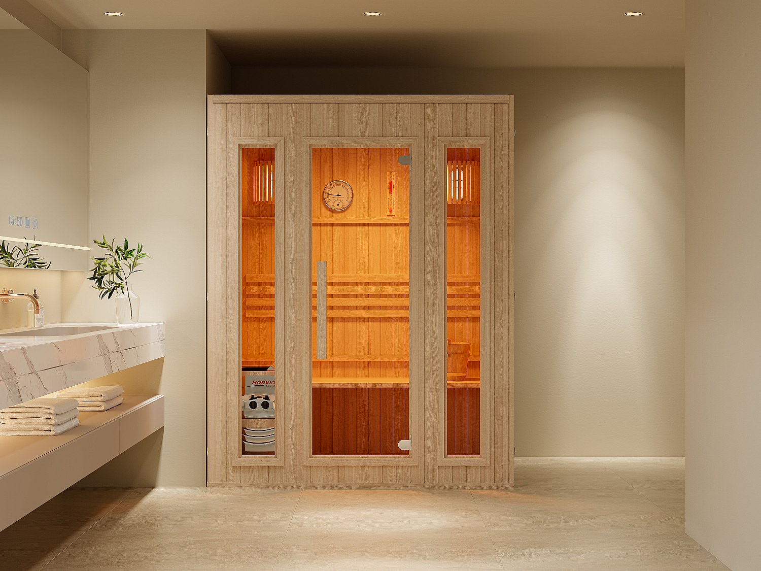 Finsk sauna - 2/3 plasser - B150 x D120 x H190 cm - ULVILA
