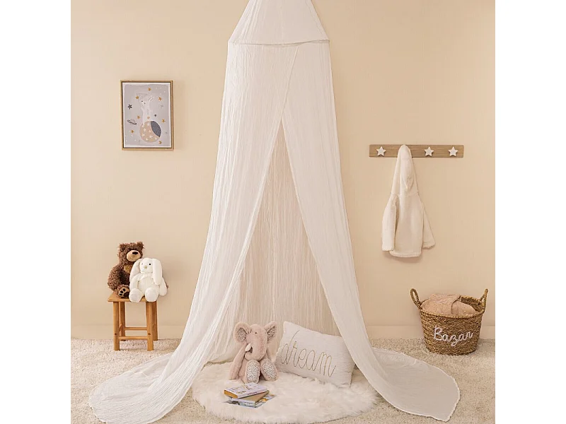 Ciel de lit en coton blanc 350x250x50cm