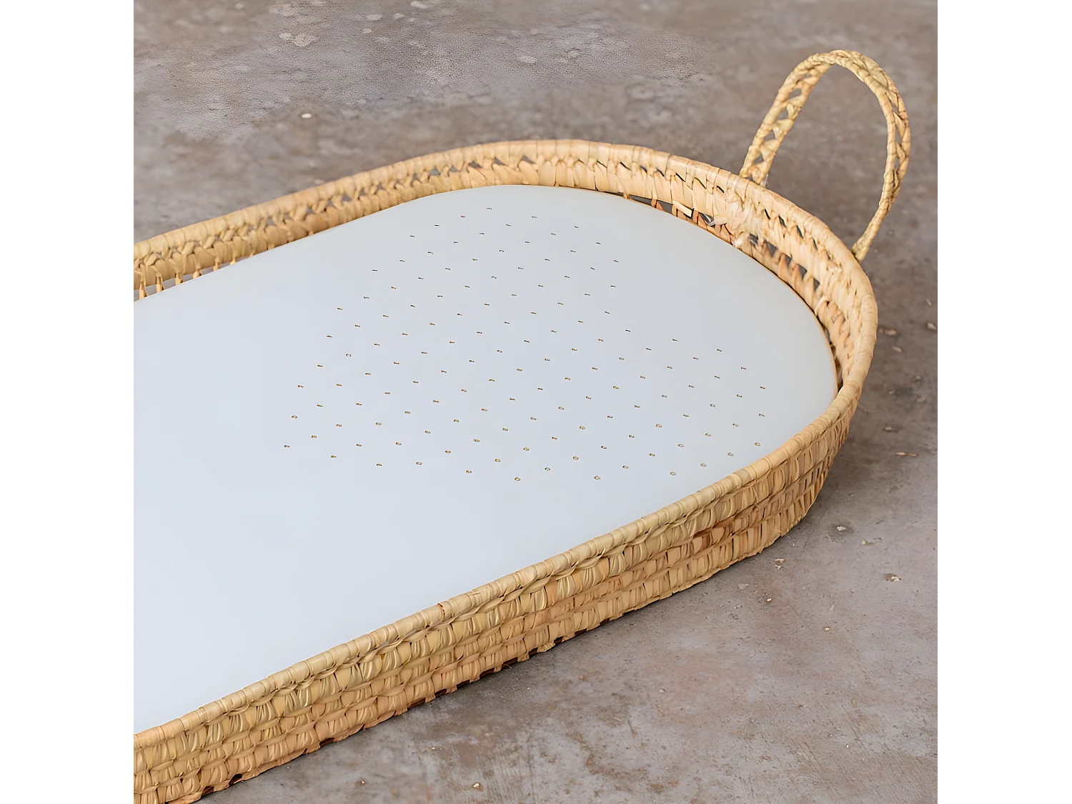 Table à langer avec poignées en rotin marron 9x44x84cm