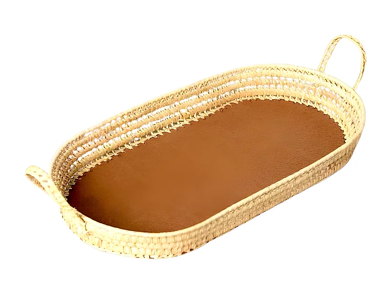 Fasciatoio con maniglie rattan marrone 9x44x84cm