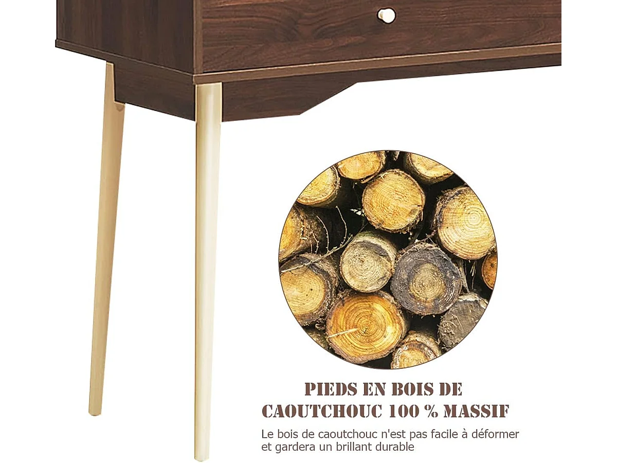 Bureau Moderne avec Tiroir et Étagère, 120 x 50 x 93 CM, Table d'Écriture avec Dispositif Anti-basculement, Café