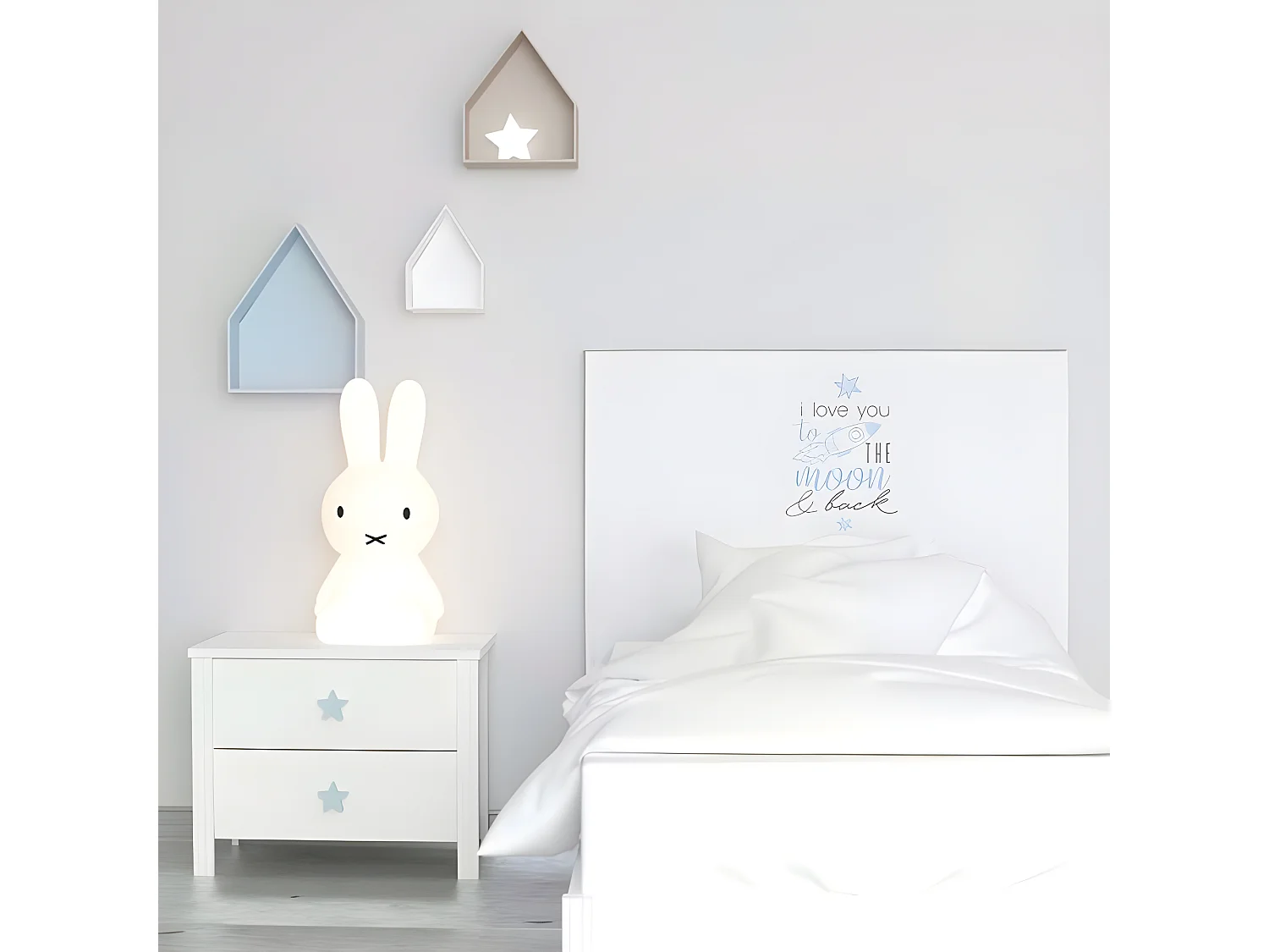 Testiera per bambini truciolato melaminico bianco Space 90x71x1,6cm