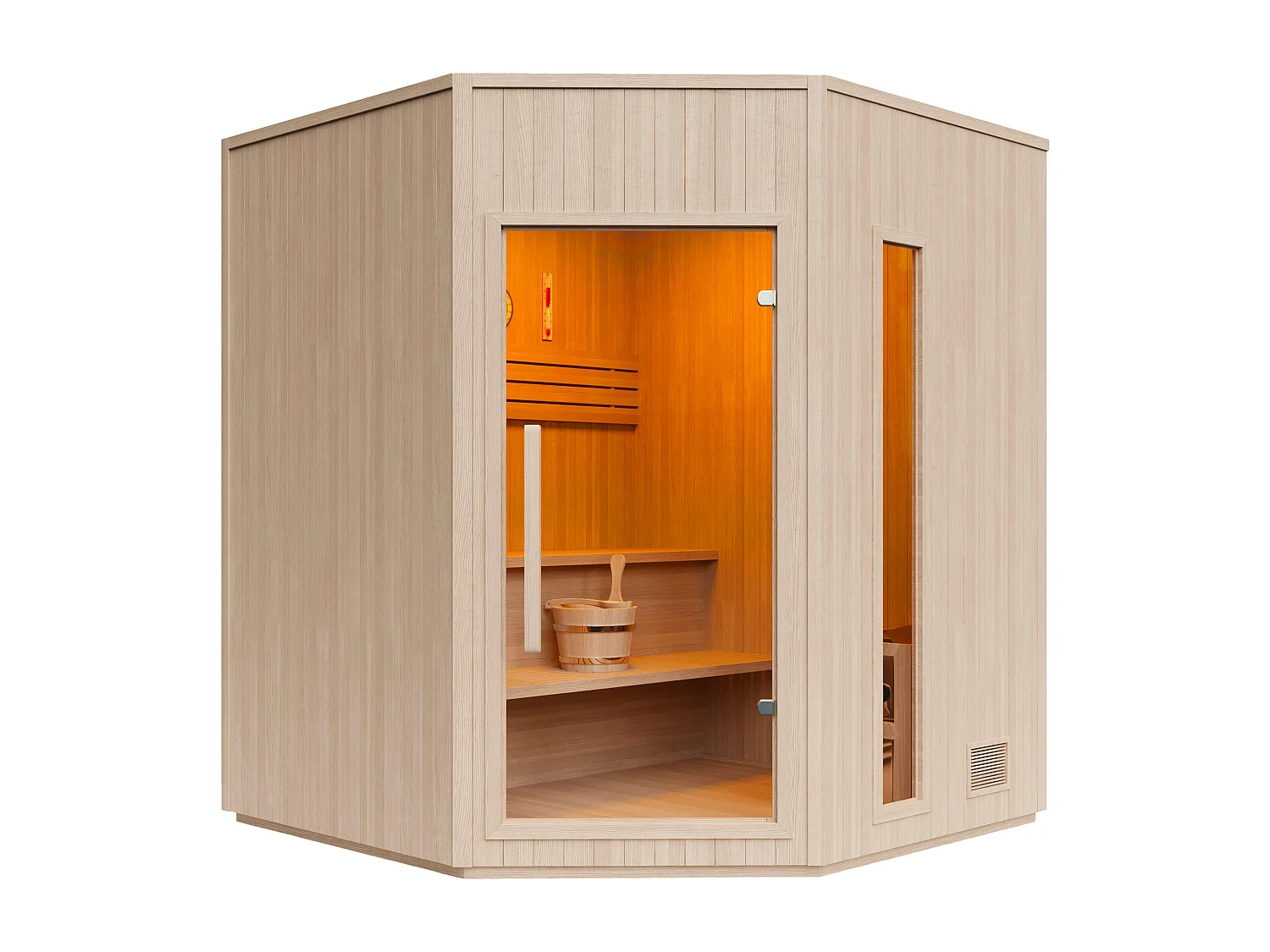 Sauna finlandais d'angle - 3/4 places - L150 x P150 x H200 cm - KOTKA