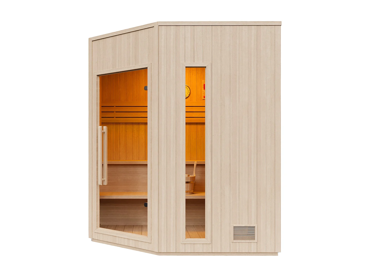 Sauna finlandais d'angle - 3/4 places - L150 x P150 x H200 cm - KOTKA