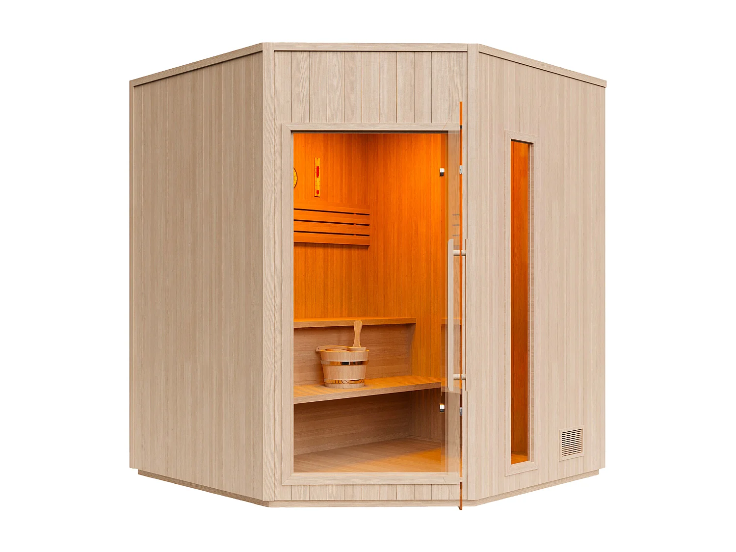 Narożna fińska sauna - 3/4 osoby - D150 x G150 x W200 cm - KOTKA