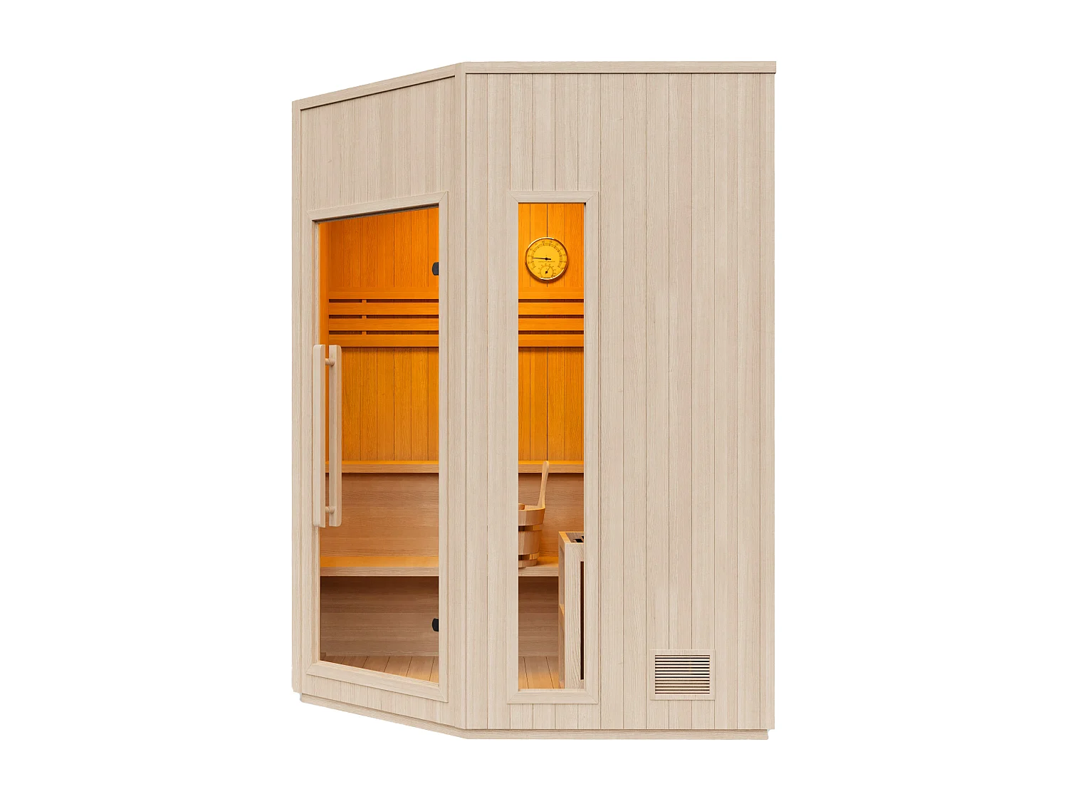 Sauna finlandais d'angle - 5/6 places - L180 x P180 x H210 cm - KOTKA