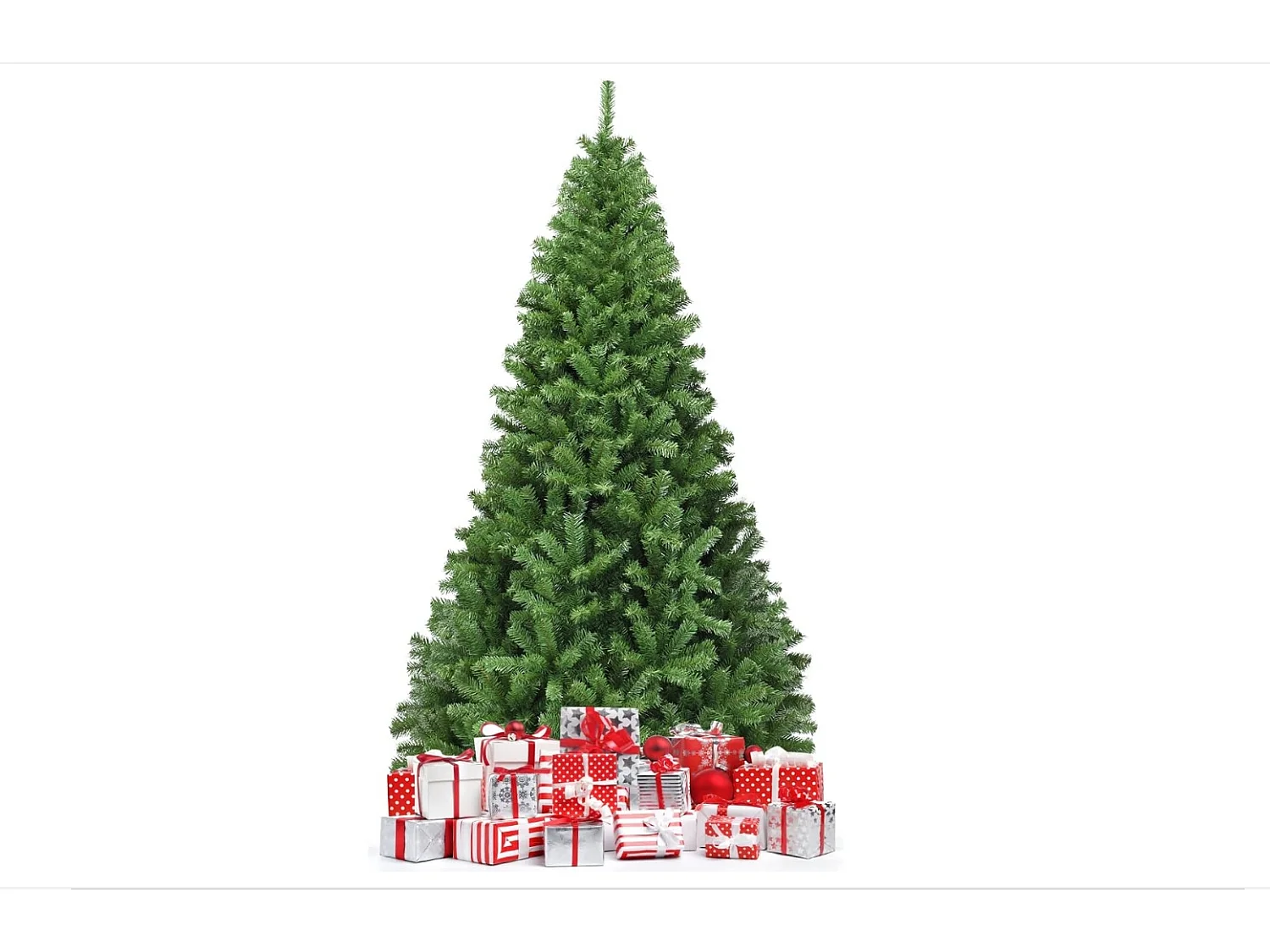 Sapin de noël artificiel 225cm, aiguilles en pvc avec 1346 branches pied métallique solide, arbre de noël idéal pour maison,bureau,magasins hôtels, vert